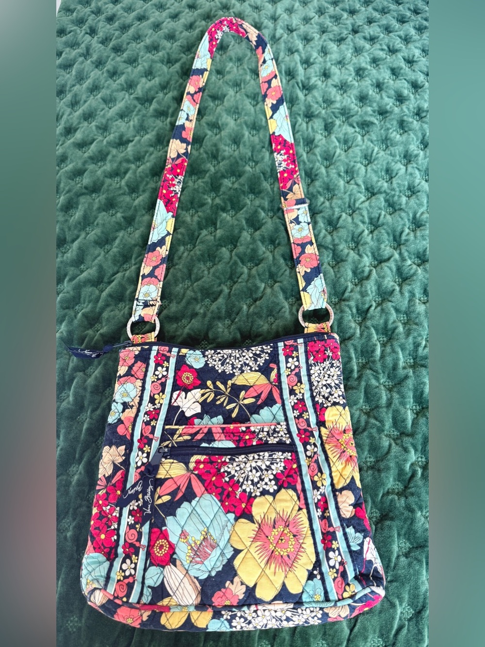 Vera Bradley Happy Snails Quilted Floral Crossbody Bag Retired